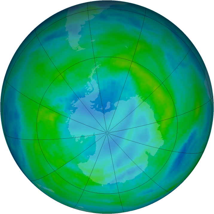 Antarctic ozone map for 12 April 1992